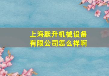 上海默升机械设备有限公司怎么样啊