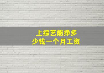 上综艺能挣多少钱一个月工资