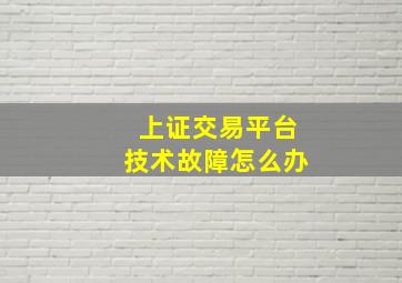 上证交易平台技术故障怎么办