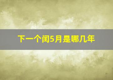 下一个闰5月是哪几年