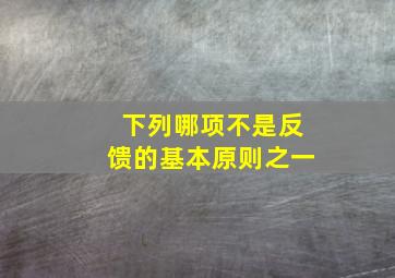 下列哪项不是反馈的基本原则之一