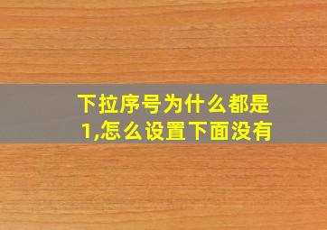 下拉序号为什么都是1,怎么设置下面没有