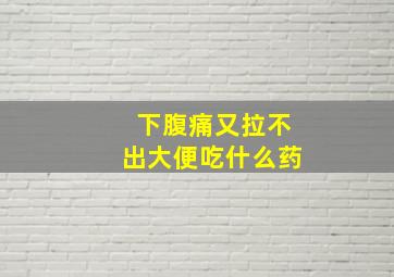 下腹痛又拉不出大便吃什么药