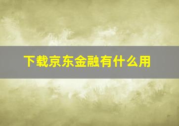 下载京东金融有什么用