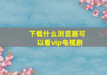 下载什么浏览器可以看vip电视剧