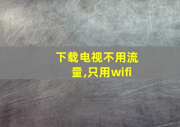 下载电视不用流量,只用wifi