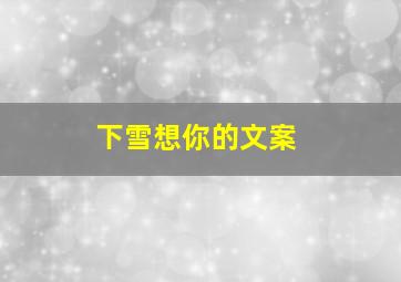 下雪想你的文案