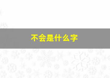 不会是什么字