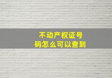 不动产权证号码怎么可以查到