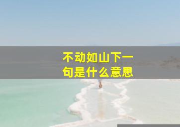 不动如山下一句是什么意思