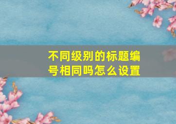 不同级别的标题编号相同吗怎么设置