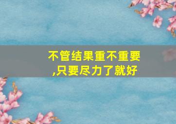 不管结果重不重要,只要尽力了就好