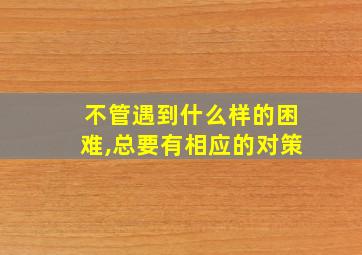 不管遇到什么样的困难,总要有相应的对策