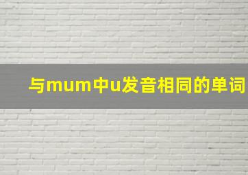 与mum中u发音相同的单词