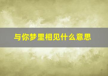 与你梦里相见什么意思