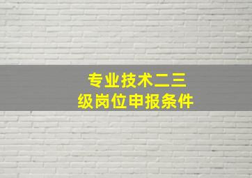 专业技术二三级岗位申报条件