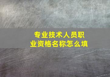 专业技术人员职业资格名称怎么填