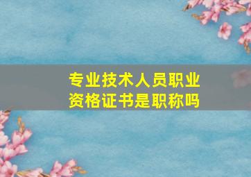 专业技术人员职业资格证书是职称吗