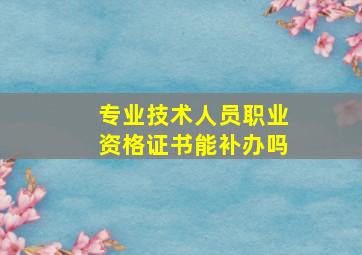 专业技术人员职业资格证书能补办吗