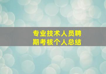 专业技术人员聘期考核个人总结