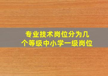 专业技术岗位分为几个等级中小学一级岗位