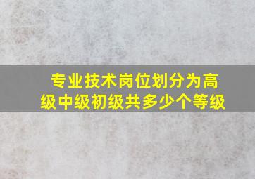 专业技术岗位划分为高级中级初级共多少个等级