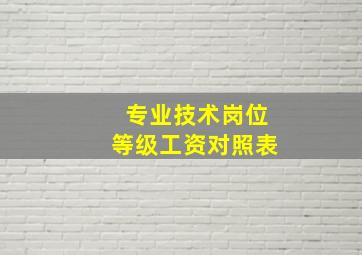 专业技术岗位等级工资对照表