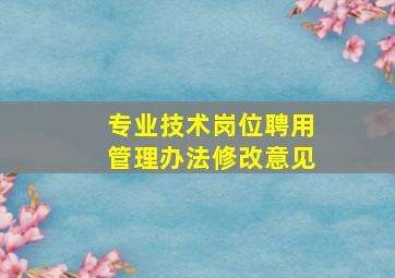 专业技术岗位聘用管理办法修改意见