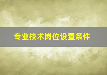 专业技术岗位设置条件