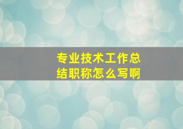 专业技术工作总结职称怎么写啊