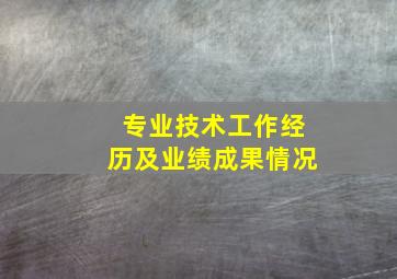 专业技术工作经历及业绩成果情况