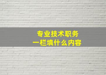 专业技术职务一栏填什么内容