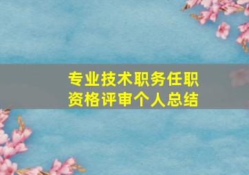 专业技术职务任职资格评审个人总结