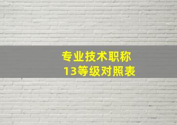 专业技术职称13等级对照表