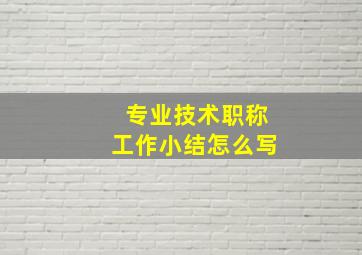 专业技术职称工作小结怎么写