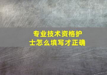 专业技术资格护士怎么填写才正确