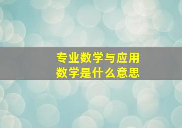 专业数学与应用数学是什么意思