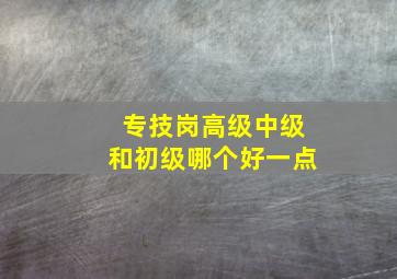 专技岗高级中级和初级哪个好一点