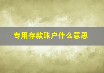 专用存款账户什么意思