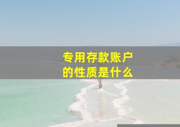 专用存款账户的性质是什么