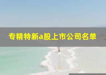 专精特新a股上市公司名单