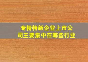 专精特新企业上市公司主要集中在哪些行业