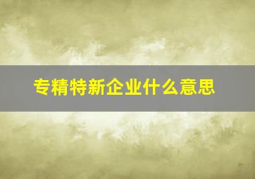 专精特新企业什么意思