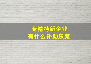 专精特新企业有什么补助东莞