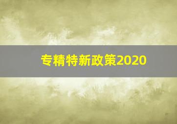 专精特新政策2020