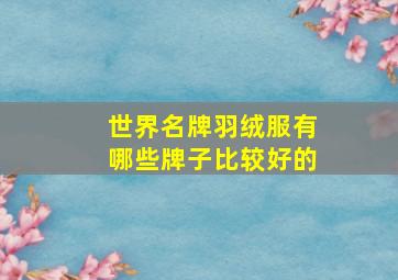 世界名牌羽绒服有哪些牌子比较好的