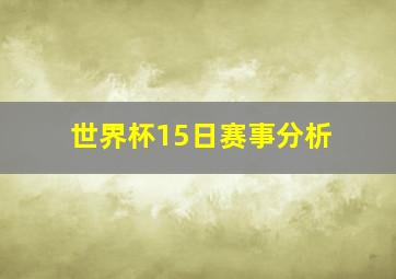 世界杯15日赛事分析