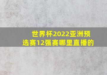 世界杯2022亚洲预选赛12强赛哪里直播的