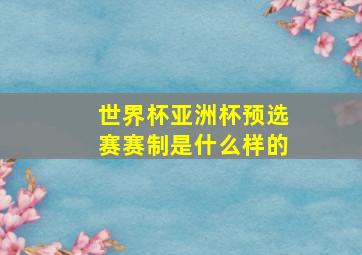 世界杯亚洲杯预选赛赛制是什么样的