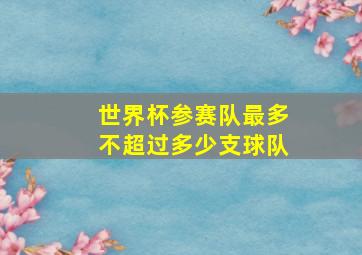 世界杯参赛队最多不超过多少支球队